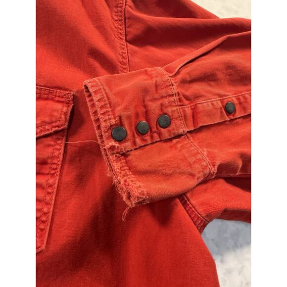 Vintage Men’s Red Fire Retardant Rugged and Worn Grunge Snap Down Shirt XL - Picture 3 of 9